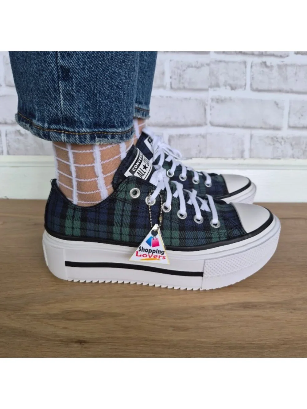 ⭐Converse Lift Double Stack Platform Plaid Sz 8 Mens shoes Sneaker Black A16517C